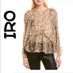 IRO Saggi Sheer Animal Print Silk Blouse - New without Tags Size 4